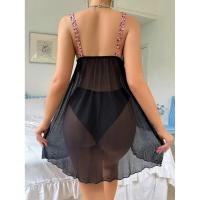 Sexy de malla pequeña flor halter lazo lazo mujer vestido de dormir casa pijamas - details 2