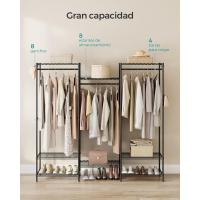 Armario de Ropa de Metal Duradero Estantes Ajustables, Barras para Colgar y Ganchos, Perchero Separable, Negro Tinta LGR431B01 - details 4