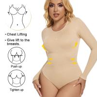 Faja moldeadora de cuerpo completo para mujer, ropa moldeadora de manga larga con cuello redondo, Body transpirable adelgazante, corsé entrenador de cintura con Control de barriga sin costuras - details 1