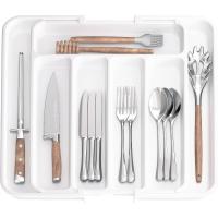 Organizador de vajilla expandible, cajón de cocina, organizador de utensilios ajustable, organizador de cubiertos para tenedores - details 6