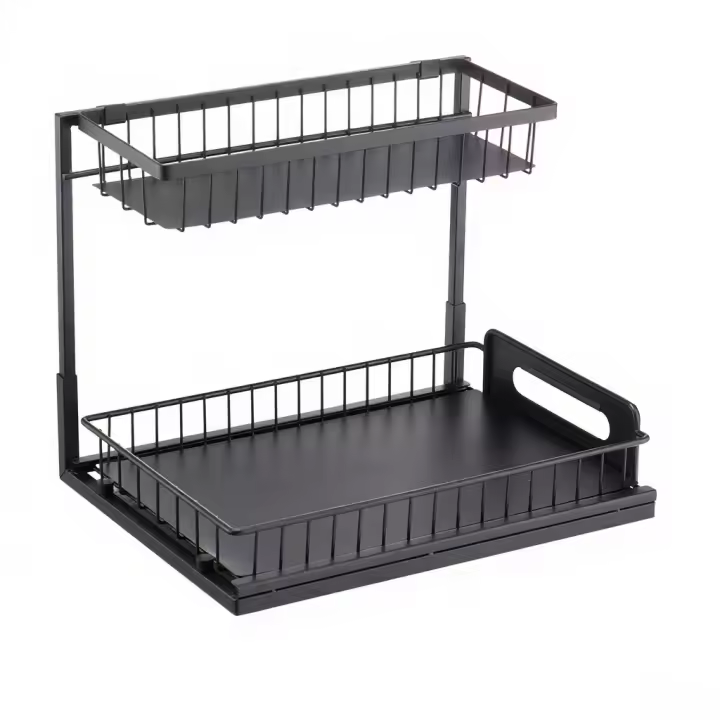 Organizador de Gabinete de Deslizamiento de Doble Nivel Succebuy Ancho de 10.7'' x Altura de 14.2'' - 1