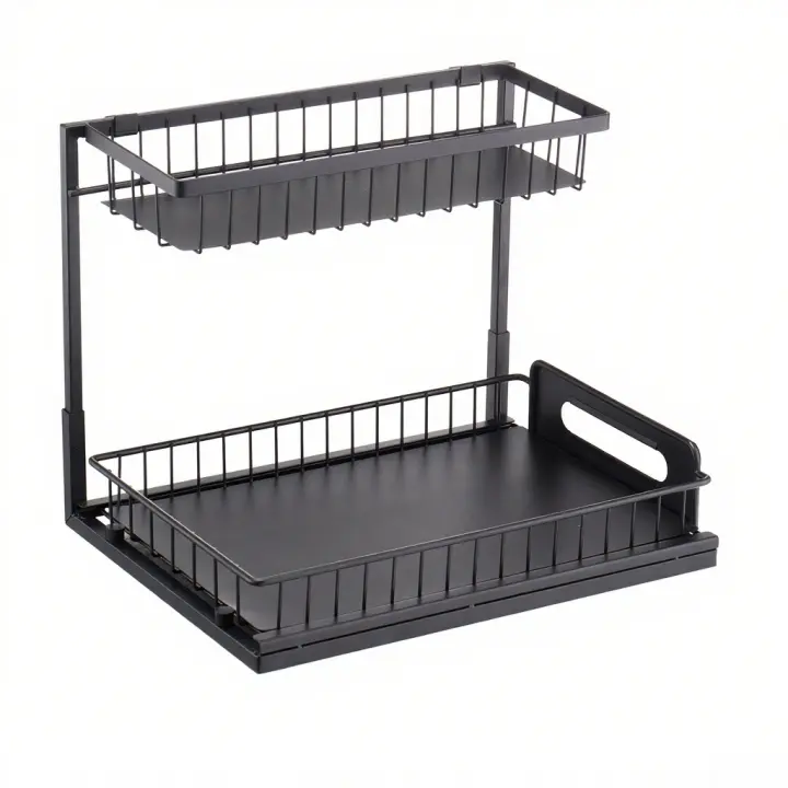 Organizador de Gabinete de Deslizamiento de Doble Nivel Succebuy Ancho de 10.7'' x Altura de 14.2'' - 1