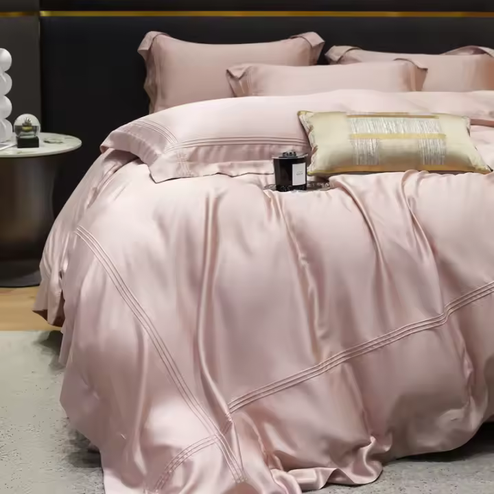Juego de Ropa de Cama de Algodón Auténtico Lenzing Tencel de Austria Color Sólido, Sencillo, para Cama de Rey Alta Gama - 1