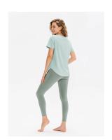 Camiseta deportiva lisa de manga corta para mujer, Top holgado para Fitness, camiseta de gimnasio - details 8