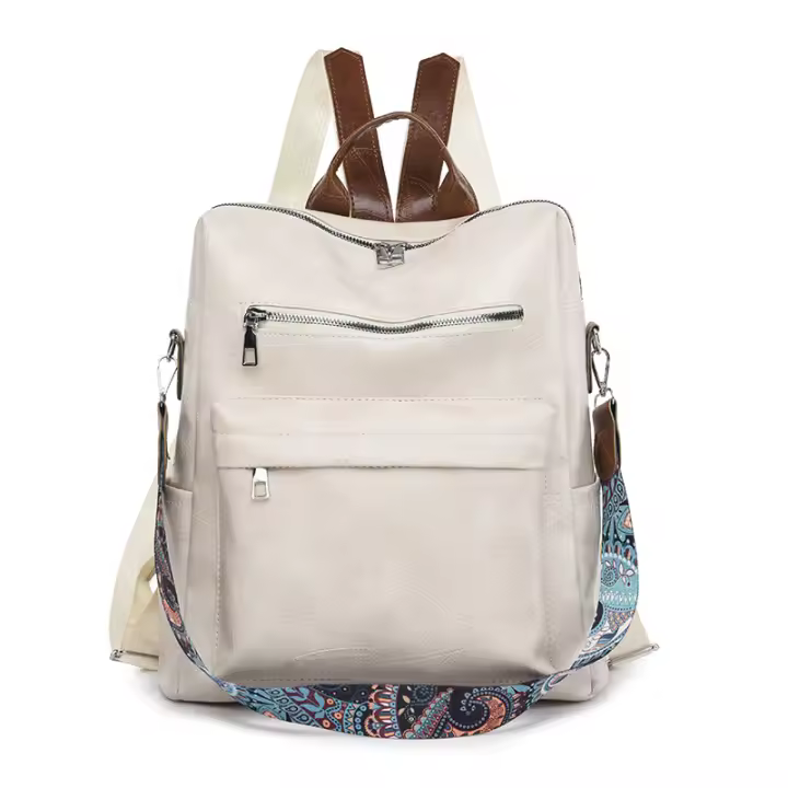 Mochila retro de cuero PU para mujer, bolso de hombro antirrobo, mochila de viaje de ocio, bolso para portátil de gran capacidad - 1