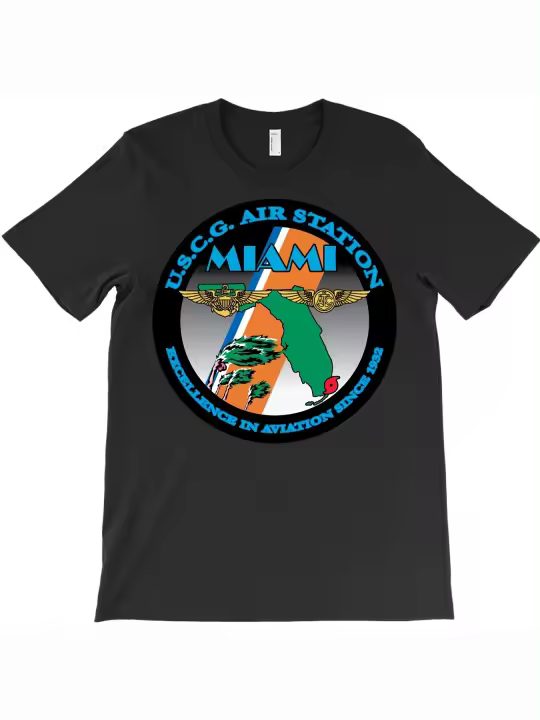 Camiseta USCG Air Station Miami, regalo para papá, manga corta con cuello redondo suave y cómoda, 230g - 1