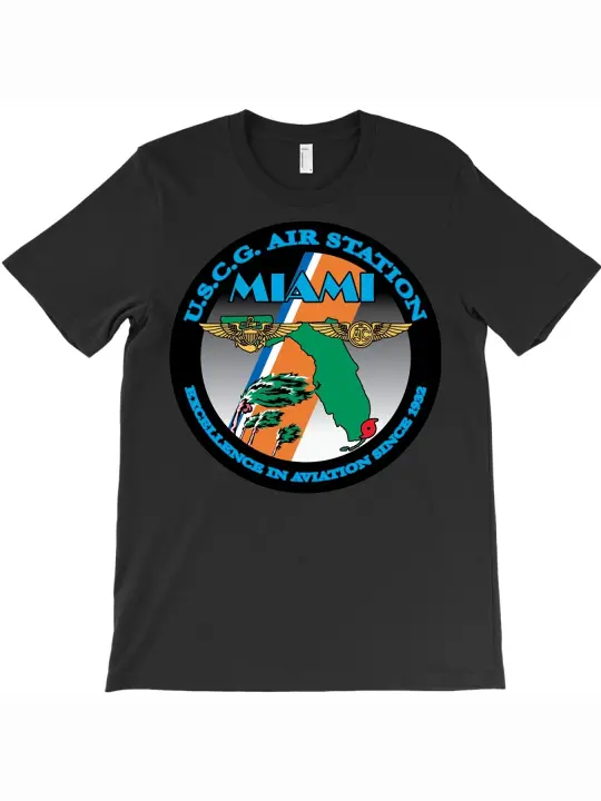 Camiseta USCG Air Station Miami, regalo para papá, manga corta con cuello redondo suave y cómoda, 230g - 1