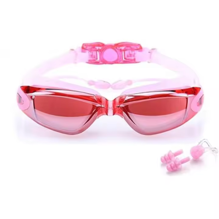Gafas de Natation para adultos y niños mayores de 8 años: antifugas, antivaho y Protección UV. Incluye estuche, nasal y tapones para los oidos, color rosa. - 1