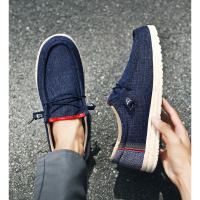 Zapatos náuticos informales para hombre, mocasines de lona de alta calidad, cómodos, con punta redondeada, color azul - details 20