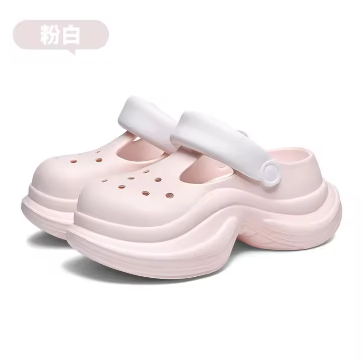 Xiaoman Zapatos con agujeros en la cintura para mujer, novedad de verano, súper populares, versátiles, suela gruesa, aumento de altura, antideslizantes, informales - 1
