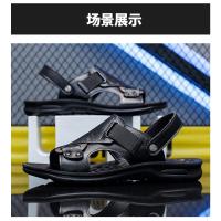 Sandalias de cuero para hombre, zapatos suaves de playa y exterior, planos, color negro, para jardín, 2024 - details 12