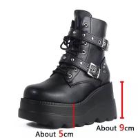 Otoño nuevas botas cortas de mujer con remaches de tacón grueso y parte inferior gruesa europea y americana botas Martin botas cortas de moda para mujer - details 0