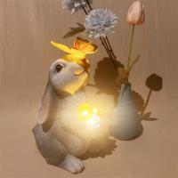 Estatuas Conejos para Jardín con Luz Solar LED, Decoración Exterior para Terraza/Césped/Balcón, Incluye Suculentas Artificiales, Autonomía 6 Horas, Regalo Original para Madres/San Valentín/Navidad - details 1