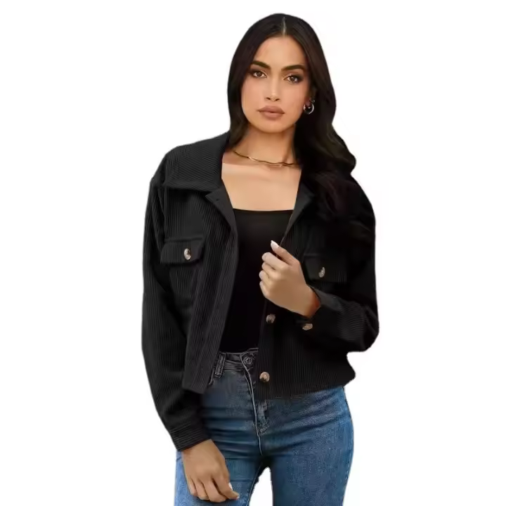 Camisa de abrigo de mujer dulce y fresca de pana de moda - 1