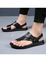 Sandalias de costura Retro para hombre, zapatillas de transferencia, zapatos de cuero antideslizantes, cómodos, informales, moda de verano - details 1