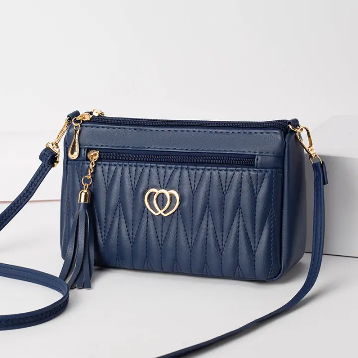 Bolso Cruzado de cuero PU para Mujer, Bolsa de hombro con Cremallera de gran capacidad, Con Hilo de borde, a la moda, novedad - 1