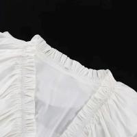 Tossy-minivestido blanco con volantes y cuello en V para mujer, vestido elegante de manga larga con retazos, cintura alta, con cordones - details 2