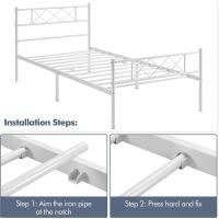 Cama Individual de Metal para Adultos Gran Espacio en Lamas Moderno blanco/90x200cm - details 1