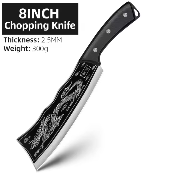 Cuchillo de Chef Hecho a Mano de Acero 4CR13C Cuchillo de Cocina para Carne, Verduras, Frutas, Pescado Incluye Funda Perfecto para Cocinar al Aire Libre en Camping BBQ - 1