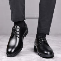 High Quality Formal Leather Men Dress Shoes Breathable Mens Casual Shoes Italian Luxury Brand Lace-Up Non-slip Men Driving Shoes - details 15
