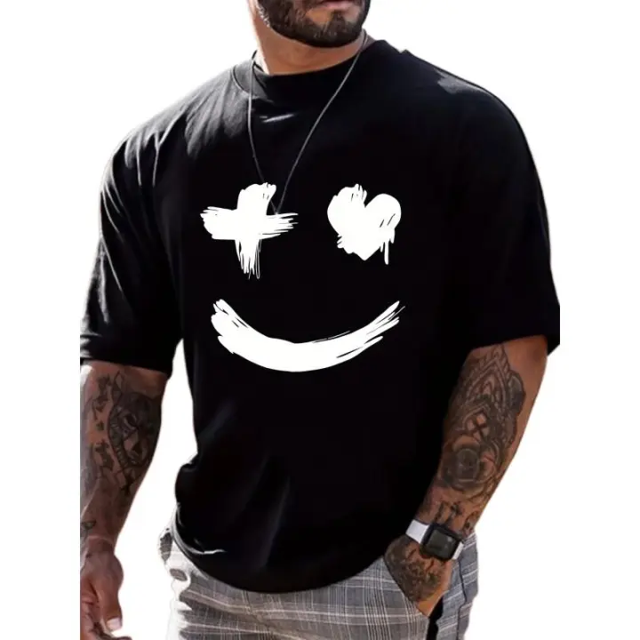 Camisetas de Verano para Hombres Cuello Redondo Estilo Gráfico de Sonrisa - 1