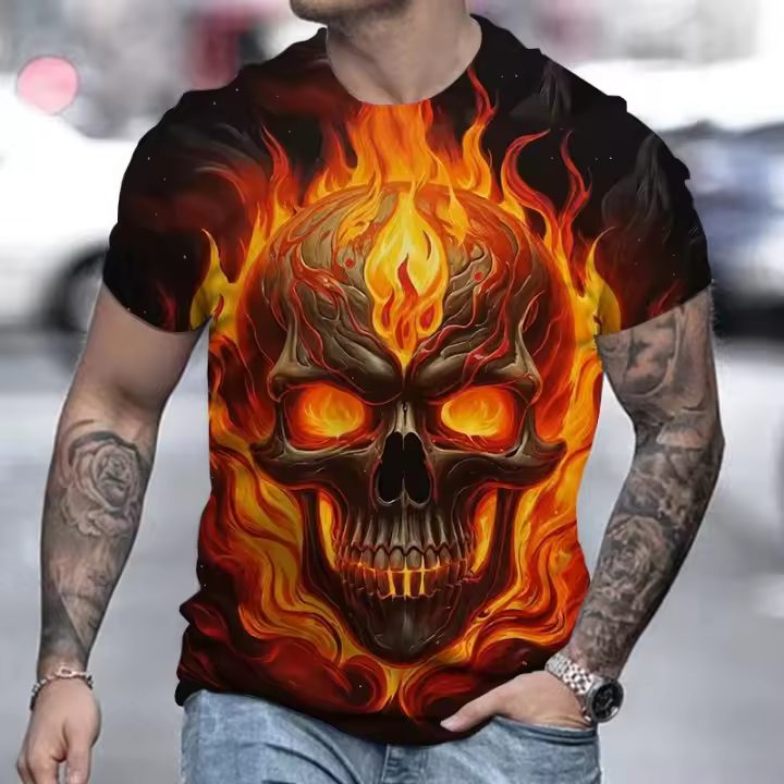 2025 Camiseta 3d de manga corta para hombre, ropa de moda de manga larga, ropa de Color - 1