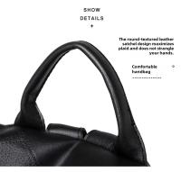 Mochila de trabajo de cuero PU suave para mujer, mochila de hombro cruzado de cuero negro vintage, mochila de viaje antirrobo para mujer - details 3