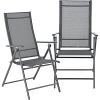 Juego de 2 Sillas Plegables de Jardín Kalamata Silla de Exterior Asiento para Terraza Balcón Patio con Reposabrazos y Respaldo Ajustable Patas de Acero 105 x 57 x 68 cm - details 7