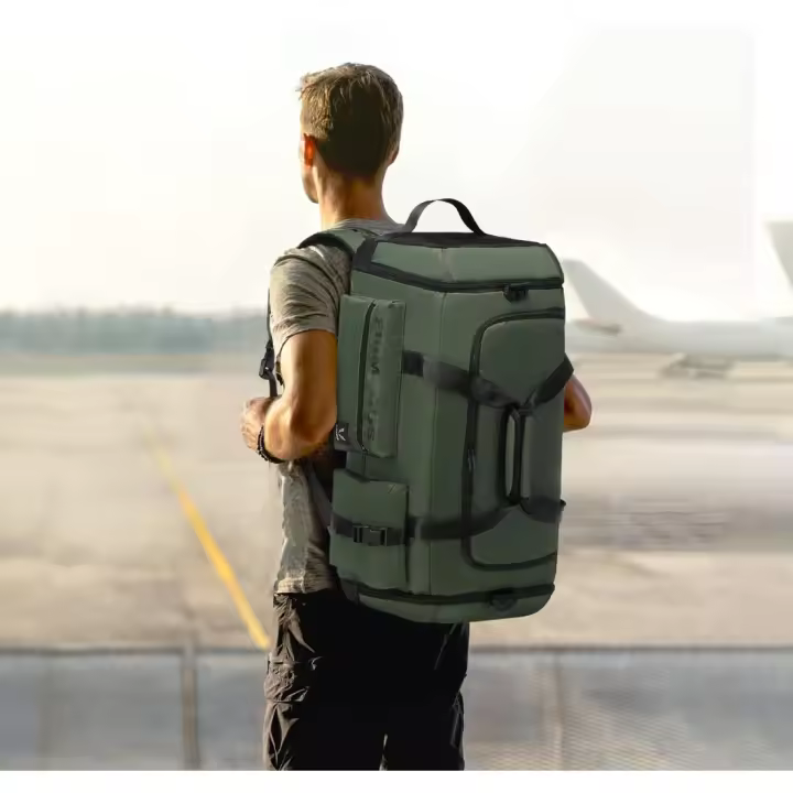 Bolsa de viaje grande para mujer y hombre, 65 L, con compartimento para zapatos y compartimento para secar en húmedo, gran capacidad, bolsa de viaje, bolsa de natación, bolsa de dormir para - 1