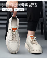 Primera capa de cuero de vaca zapatos de los hombres zapatos de cuero 2025 de los hombres de cuero genuino hechos a mano zapatos casuales de un pedal de cuero suave suela suave zapatos Doudou. - details 8