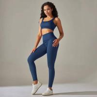 Conjunto de yoga acanalado sin costuras para mujer, ropa de gimnasio, sujetador con elevación, leggings, top de entrenamiento, chándal deportivo, 2 piezas - details 51