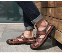 Sandalias planas informales de cuero genuino para hombre, calzado de playa romano, zapatillas de deporte masculinas, zapatos de cuña baja, talla grande 38-48, novedad de verano - details 20