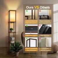 Lámpara de Pie con Carga y Control Remoto Estante de Madera LED Regulable de 4 Temperaturas de Color Incluye Bombilla Para Sala de Estar, Dormitorio, Oficina Decoración Vintage - details 23