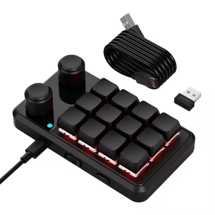 Teclado de perilla Teclado para juegos RGB Teclado mecánico Hotswap Macropad Programación Macro 2.4G Personalizado Negro - 1