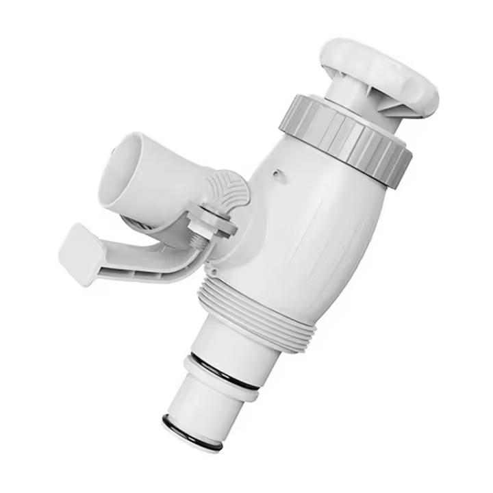 Adaptador de manguera de piscina, válvula de émbolo dos en uno con válvula de émbolo y soporte de tubería, accesorios de piscina - 1
