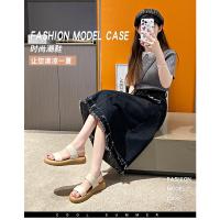 Sandalias de Tacón para Mujer Verano 2025 Estilo Romano con Suela de Torta Punta Redonda - details 3