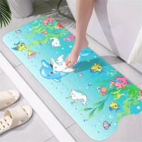 1 Alfombrilla Para Bañera De Dibujos Animados Del Mundo Submarino, Alfombrilla Grande Antideslizante Para Baño Y Baño - details 5