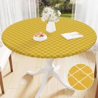 Olanli Redonda Mesa de comedor de cocina de boda marroquí impermeable y resistente al calor mantel de PVC de 60 pulgadas - details 14
