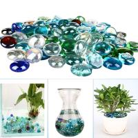 Piedras redondas de cristal para acuario, accesorios para manualidades, guijarros, canicas planas de colores mezclados, piedras de vidrio para pecera, 100g - details 1
