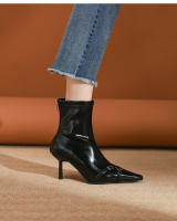 Moda nueva hebilla de cinturón stiletto botas cortas de mujer - details 11