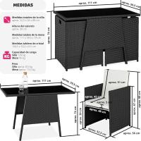 Aluminio, Muebles de Jardín Exterior Resistentes a la Intemperie, 2 Sillas con Cojines, Mesa de Cristal, Apilables, Fundas Extraíbles - details 7