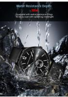 Reloj Deportivo de Cuero de Lujo para Hombres Hannah Martin Estilo de Negocios Negro de 42mm - details 8