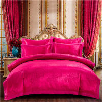 Juego de Ropa de Cama con Bordado de Jacquard Dorado Svetanya Funda de Edredón y Funda de Almohada para Cama Reina y Rey con Tela Elástica - details 7