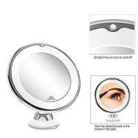 Espejo de maquillaje de viaje con aumento Flexible de 10x, pantalla táctil, luz LED regulable, espejo de escritorio, ventosa inferior, 3 modos de iluminación de colores - details 1