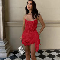 Mini vestido irregular transparente sin tirantes elegante para mujer vestido de fiesta de verano - details 17