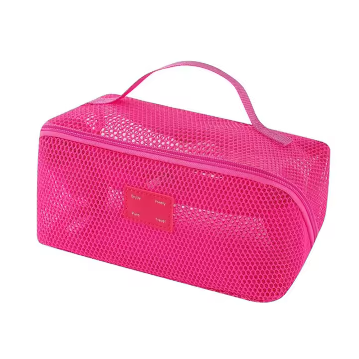 Bolsa de cosméticos de malla de Color sólido, organizador de cosméticos transparente y ligero, bolsa de almacenamiento de artículos de tocador de mano para teléfonos móviles - 1