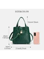 Bolso Bandolera Para Mujer CH Embossed Con Diseño De Impresión De Letras Gran Capacidad Elegante Temperamento Bolso De Mano Casual - details 1