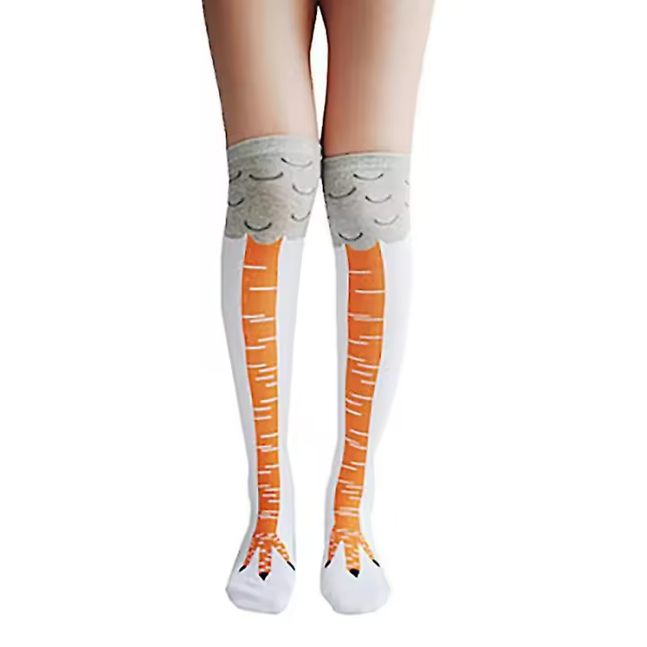 1 Pair Funny Chicken Feet Socks 3d Chicken Slim Legs Knee High Gift Animal Socks - 1