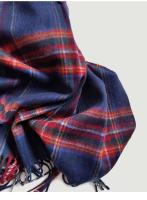 Mantón a cuadros de invierno de Mongolia Interior inspirado en la bufanda de mujer 100% lana con estampado de cachemira de cordero escocés - details 5
