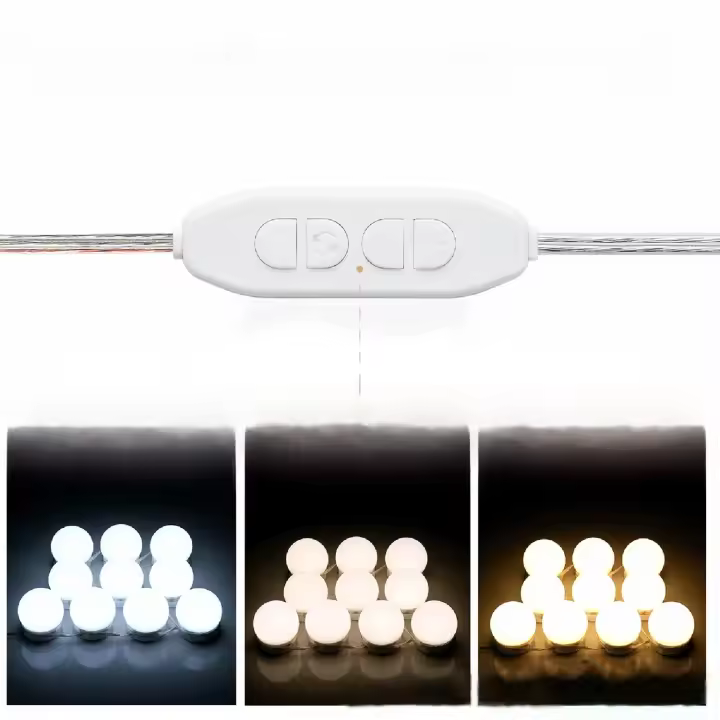 Espejo De Maquillaje LED Con Luces De Batería Recargable USB Para Vestíbulo Iluminación Ajustable Para Baño Y Mesa De Vestir - 1